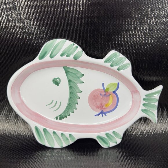 Vintage Italian Caleca Pottery Fish Shaped Dish Plate Container Hand Painted VTG - Picture 11 of 11